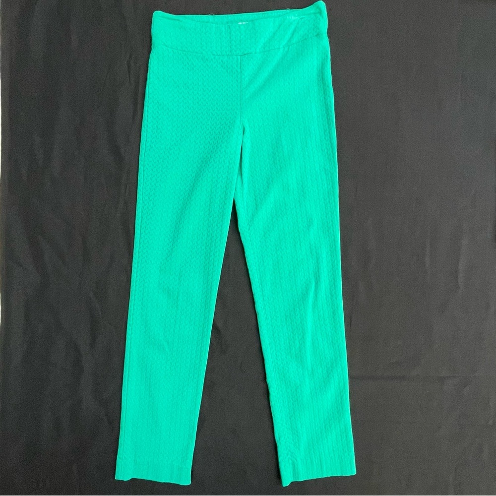 Margaret M Slimming Pants Women’s XS Green Textured Pull-On Stretch Slimming